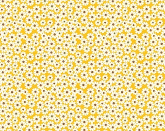 Singing in the Rain Daisy Fields Yellow - Riley Blake Designs - Floral White Flowers on Yellow - Quilting Cotton Fabric