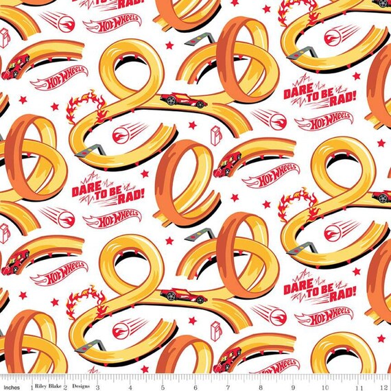 100% Cotton Licensed Fabric - Hot Wheels Logo - 43' 100% Cotton Licensed Fabric - Hot Wheels Logo - 43'