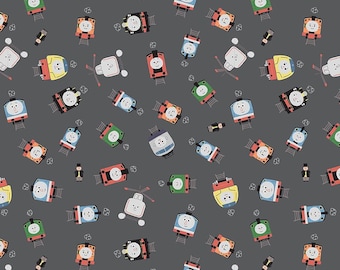 CLEARANCE Thomas & Friends™ Sodor Railway Toss C15082 Charcoal - Riley Blake Designs - Trains - Quilting Cotton - Licensed Product