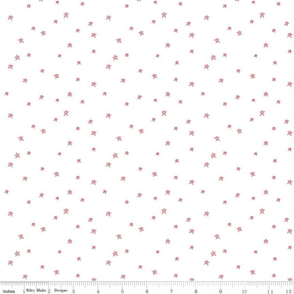 SALE Bee Plaids Farmhouse Star C12039 Cayenne by Riley Blake Designs - Hand-Drawn Stars on White - Lori Holt - Quilting Cotton Fabric