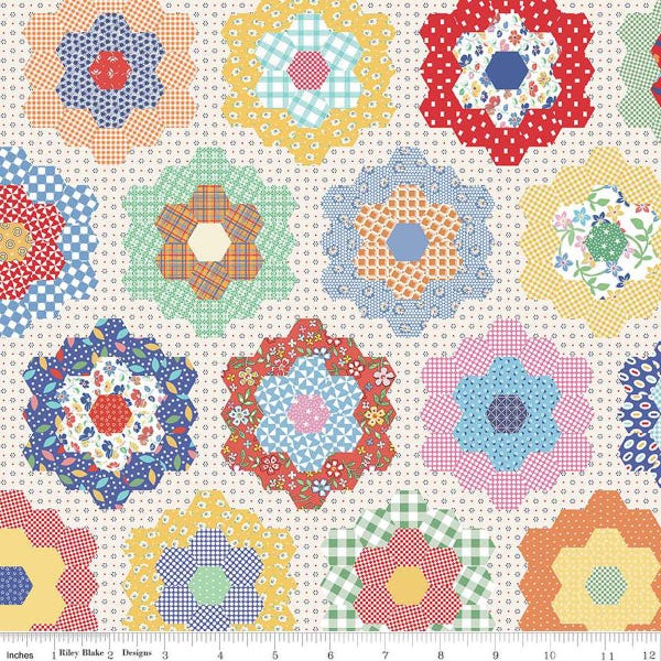 3-Yard cut- Always in Season Flower Garden WIDEBACK WB15110 Multi - Riley Blake - 108" American Jane - Quilting Cotton Fabric