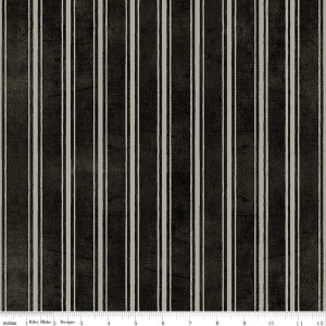 May include: Black and white striped fabric with a subtle textured pattern. The fabric has a vintage look and feel.