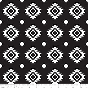 SALE Aztec Black by Riley Blake Designs - Black and white - Jersey KNIT cotton  spandex stretch fabric