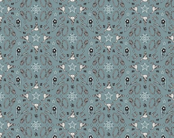 33" End of Bolt - John Wayne Courage Bandana C14304 Storm - Riley Blake Designs - Western Skulls - Quilting Cotton Fabric - Licensed Product