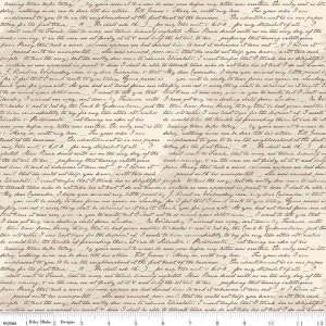 SALE Jane Austen at Home C10018 Correspondence - Riley Blake Designs - Beige Black Historical Letters Text - Quilting Cotton Fabric