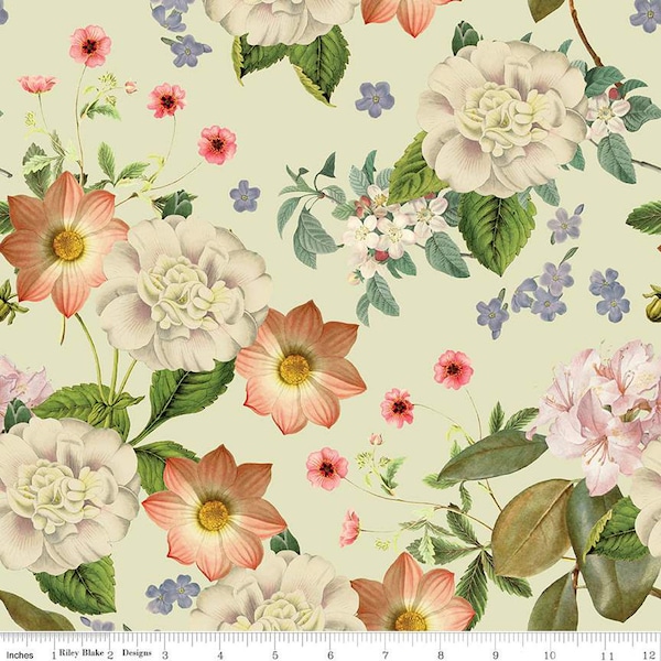 SALE Springtime Main CD12810 Fern - Riley Blake Designs - DIGITALLY PRINTED Floral Flowers Easter - Quilting Cotton