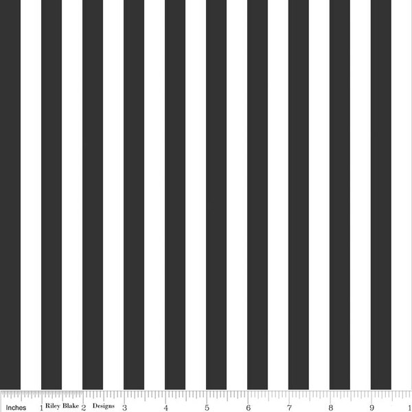Black and White 1/2 Half Inch Stripe by Riley Blake Designs - Stripes - Quilting Cotton Fabric