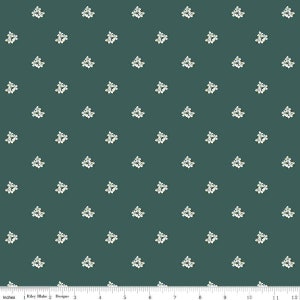 CLEARANCE Bellissimo Gardens Ditsy Floral C13833 Jade by Riley Blake  - Flowers White Blossoms - Quilting Cotton