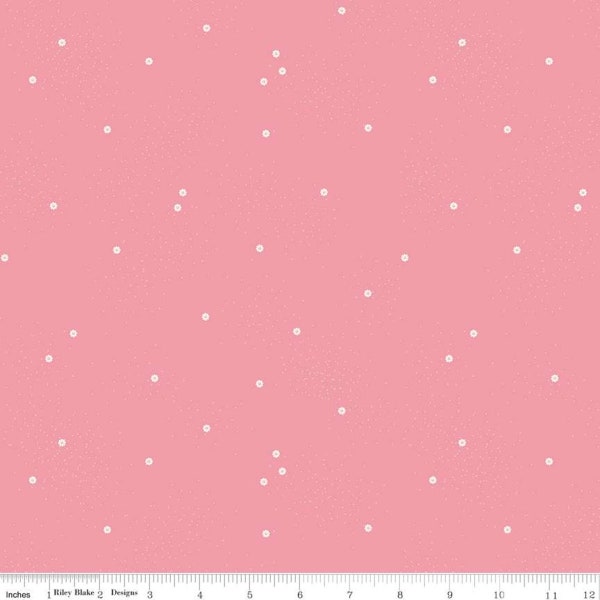 SALE Dainty Daisy C665 Peony - Riley Blake Designs - White Daisies Floral Flowers Pin Dots - Quilting Cotton Fabric