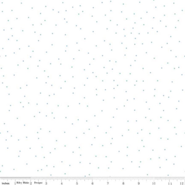 SALE Pin Dot Aqua - Riley Blake Designs - Aqua Blue on White Polka Dot - Quilting Cotton Fabric