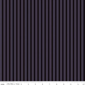 31" End of Bolt - Spooky Hollow Stripes C10577 Eggplant - Riley Blake Designs - Halloween Purple Black Stripe Striped - Cotton Fabric
