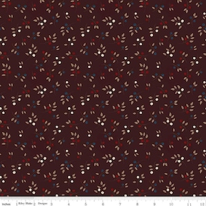 Huckleberry Saltbox Sprigs C14356 Wine - Riley Blake Designs - Leaves Leaf Berries - Quilting Cotton Fabric