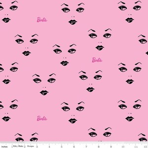 Barbie Faces C9731 Light Pink - Official Licensed Product - Barbie Face Logo Dolls Toys Barbie Doll - Quilting Cotton Fabric