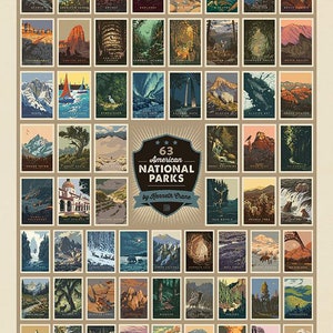 National Parks 63 American National Parks LARGE Panel PD13303 by Riley Blake - DIGITALLY Printed - Quilting Cotton Fabric