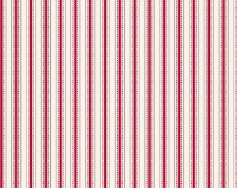 SALE Heirloom Red Stripe C14348 Cream by Riley Blake Designs - Ticking Stripes Striped - Quilting Cotton Fabric