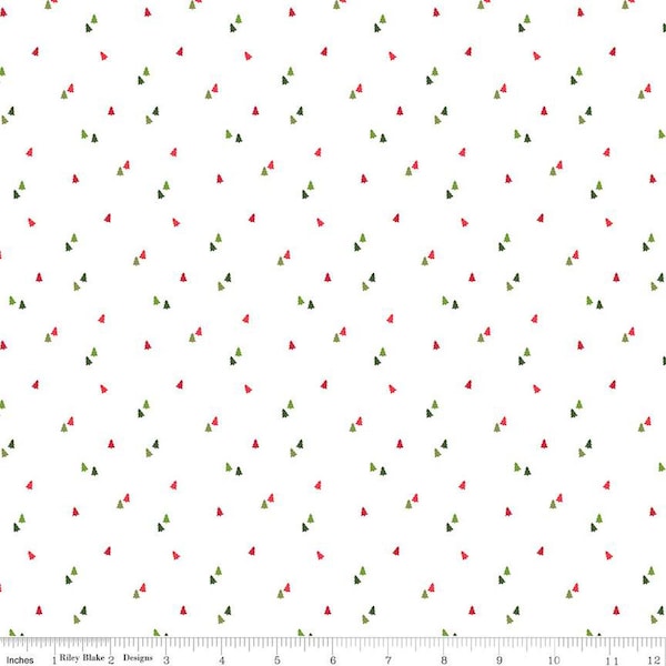 SALE Seasonal Basics Trees C654 White by Riley Blake Designs - Christmas Pines Tone-on-Tone - Quilting Cotton Fabric