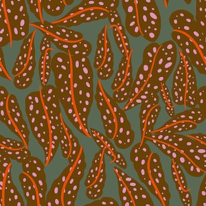 Calathea Floral RS5187 Cocoa - Moda Fabrics - Spotted Leaves Leaf - Ru- Star - Quilting Cotton Fabric