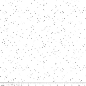 SALE Blossom on White Silver SPARKLE by Riley Blake Designs - Metallic Confetti Blossoms on White - Quilting Cotton Fabric