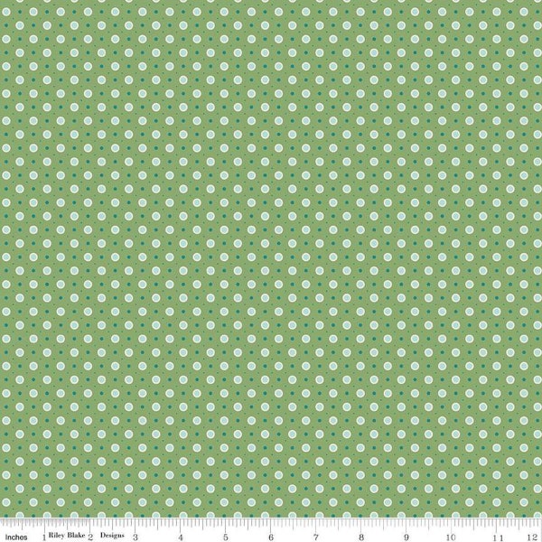 SALE Bee Dots Vera C14172 Basil - by Riley Blake Designs - Polka Dot Dotted - Lori Holt - Quilting Cotton Fabric