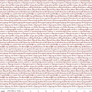 A Pear-fect Christmas Calling Words C14974 White - Riley Blake Designs - Text The Twelve Days of Christmas - Quilting Cotton Fabric