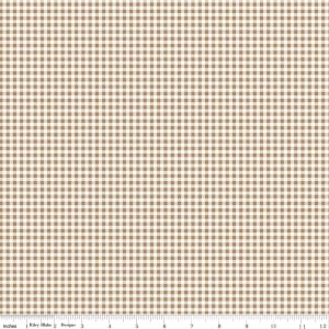 SALE Bee Ginghams Jennifer C12559 Brown Sugar - Riley Blake - 1/4&quot; PRINTED Gingham Dotted Square - Lori Holt - Quilting Cotton Fabric