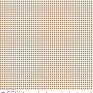 SALE Bee Ginghams Jennifer C12559 Brown Sugar - Riley Blake - 1/4" PRINTED Gingham Dotted Square - Lori Holt - Quilting Cotton Fabric