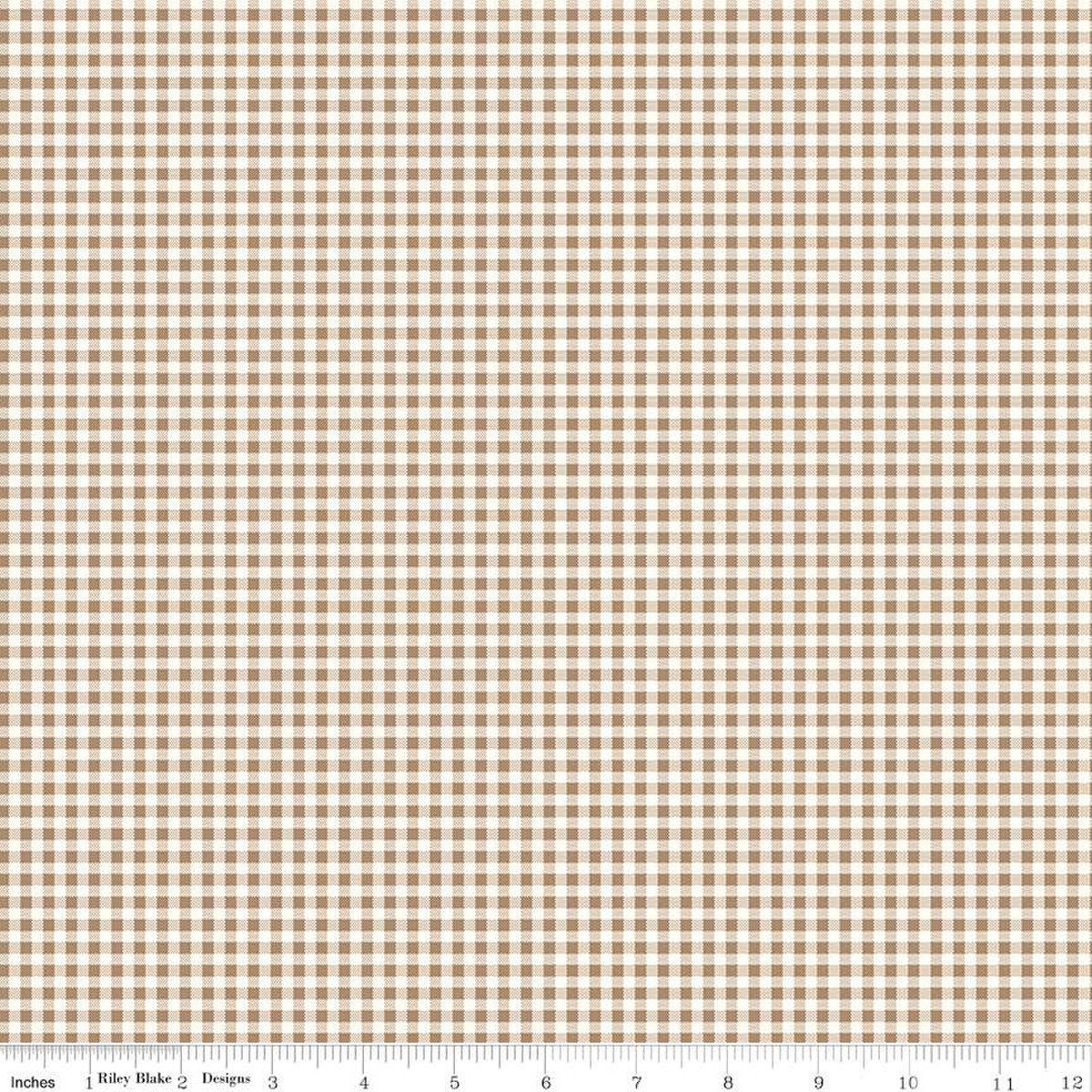 Bee Ginghams Jennifer Brown Sugar PRINTED Gingham Fabric C12559 - Riley Blake Quilting Cotton