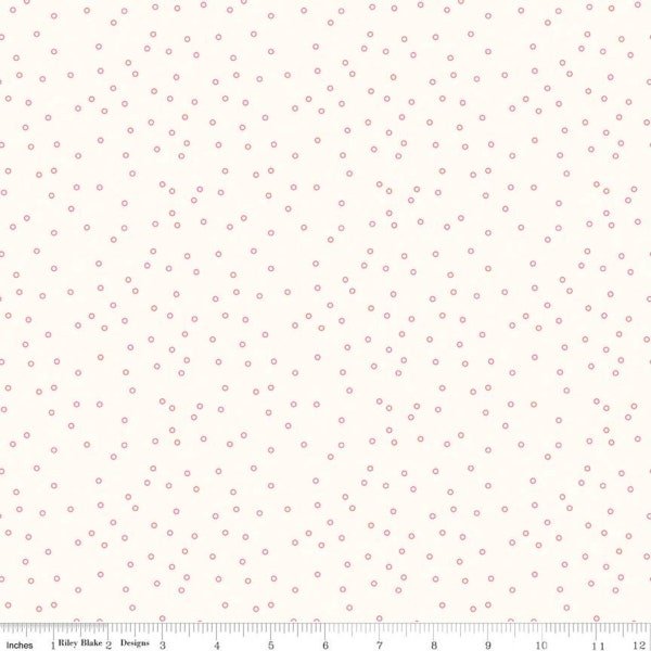 SALE Bee Backgrounds Tiny Circle C6384 Coral - Riley Blake Designs - Circles Off White - Lori Holt - Quilting Cotton Fabric