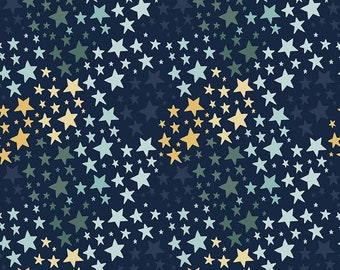 30" End of Bolt - FLANNEL It's a Boy Stars F13904 Navy - Riley Blake Designs - Star - FLANNEL Cotton Fabric