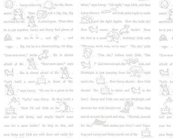 White as Snow Snow Story C13563 Gray - Riley Blake Designs - Christmas GrayText Pictures on White - Quilting Cotton Fabric