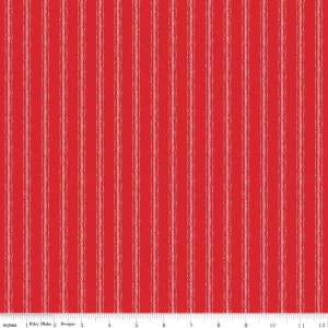 Peace on Earth Ticking C13456 Red - Riley Blake Designs - Christmas Stripe Stripes Striped - Quilting Cotton Fabric