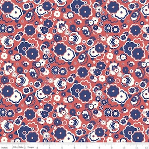 SALE The Carnaby Collection Retro Indigo Cosmos Cloud B 04775945 - Riley Blake - Floral Flowers - Liberty Fabrics - Quilting Cotton Fabric