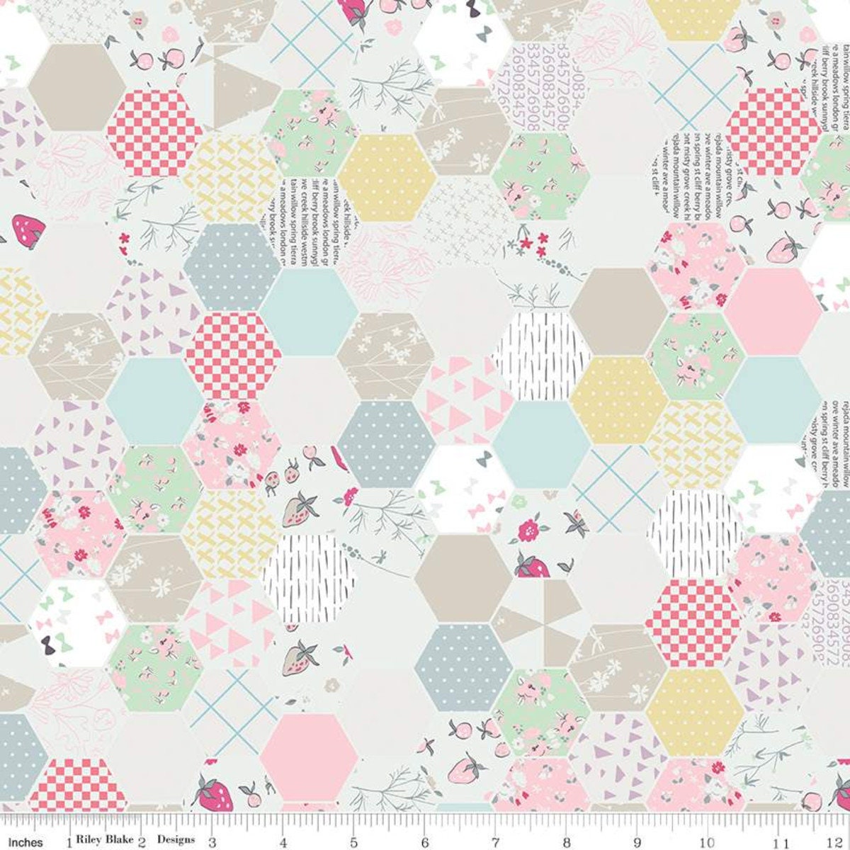 Quilted Cotton Fabric BH Hexagon By The Yard 44 laceking2013