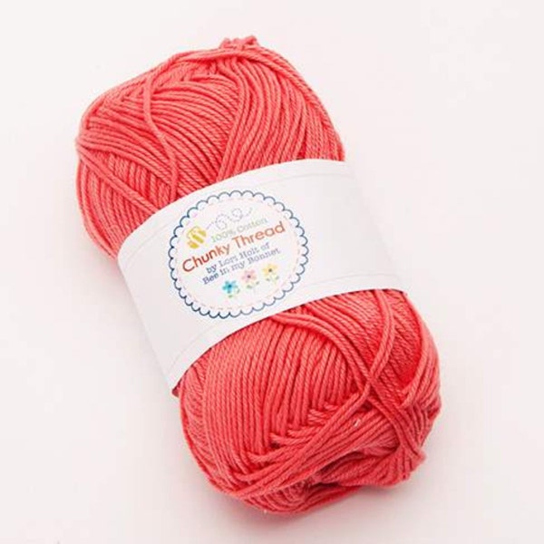 SALE Lori Holt Chunky Thread STCT-10901 Lipstick - Riley Blake - 100% Cotton Sport Weight Yarn - 50 Grams - Approx 140 Yards or 128 Meters