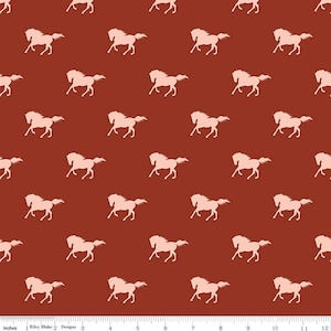 SALE Santa Fe Mustangs C13382 Rust - Riley Blake Designs - Horse Horses Southwest Southwestern - Quilting Cotton Fabric