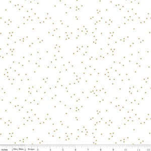 SALE Blossom on White Gold SPARKLE by Riley Blake Designs - Metallic Confetti Blossoms on White - Quilting Cotton Fabric
