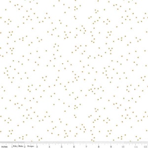 SALE Blossom on White Gold SPARKLE by Riley Blake Designs - Metallic Confetti Blossoms on White - Quilting Cotton Fabric