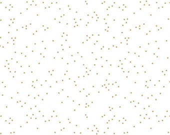 SALE Blossom on White Gold SPARKLE by Riley Blake Designs - Metallic Confetti Blossoms on White - Quilting Cotton Fabric
