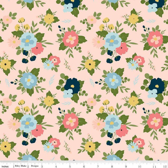 SALE Day in the Life Main C13660 Blush by Riley Blake Designs Floral  Flowers Quilting Cotton Fabric 