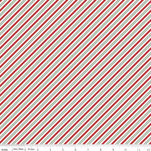 The Magic of Christmas Stripes C13645 White - Riley Blake Designs - Diagonal Stripe Striped - Quilting Cotton Fabric
