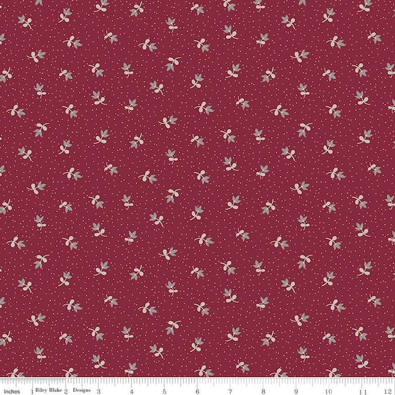 SALE Heartfelt Ditsy C13497 Ruby - Riley Blake Designs - Floral Flowers Pin  Dots - Quilting Cotton Fabric