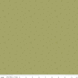 May include: A solid green fabric with a scattered pattern of small, dark green crosses.