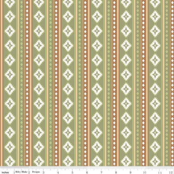 Gold Stripes By The Yard 100% Cotton Fabric Riley Blake Brown Green 