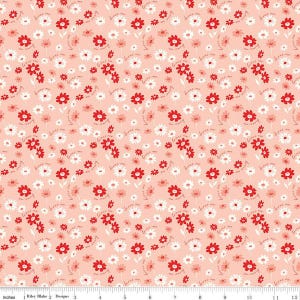 SALE You & Me Loves Me C15401 Pink Valentine Fabric - Riley Blake Designs - Floral Flowers Text Words - Quilting Cotton Fabric
