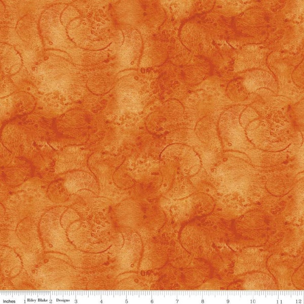 SALE Painter's Watercolor Swirl C680 Orange - Riley Blake Designs - Tone-on-Tone - Quilting Cotton Fabric