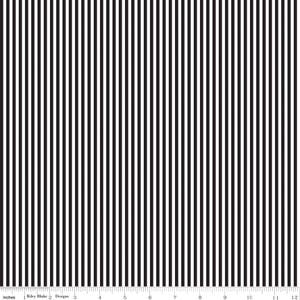 SALE Black & White 1/8 Eighth Inch Stripe Fabric - Riley Blake Quilting Cotton Fabric