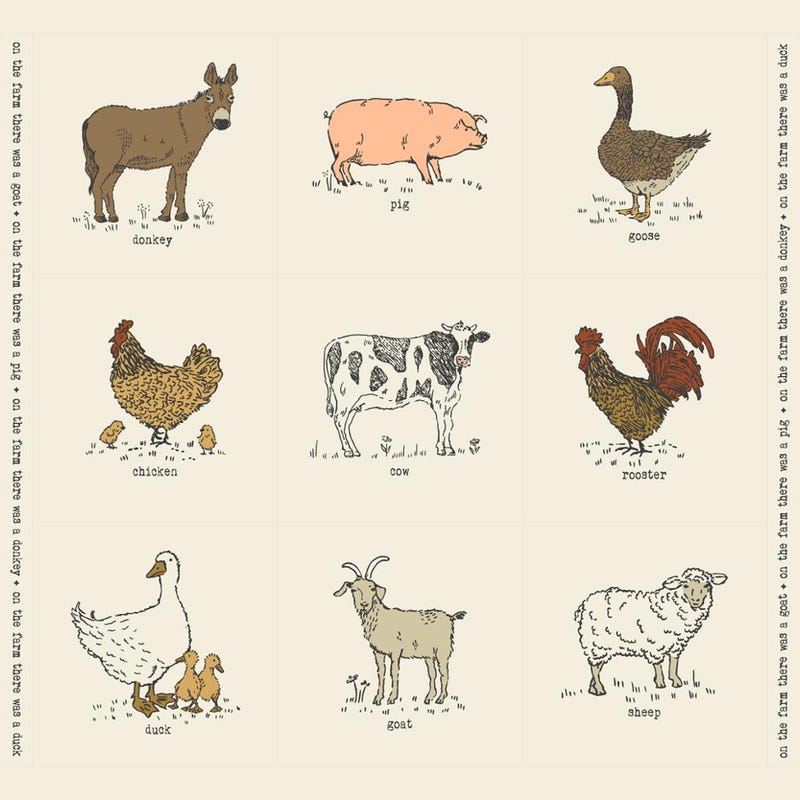 Moda Farm Animal Fabric - Etsy