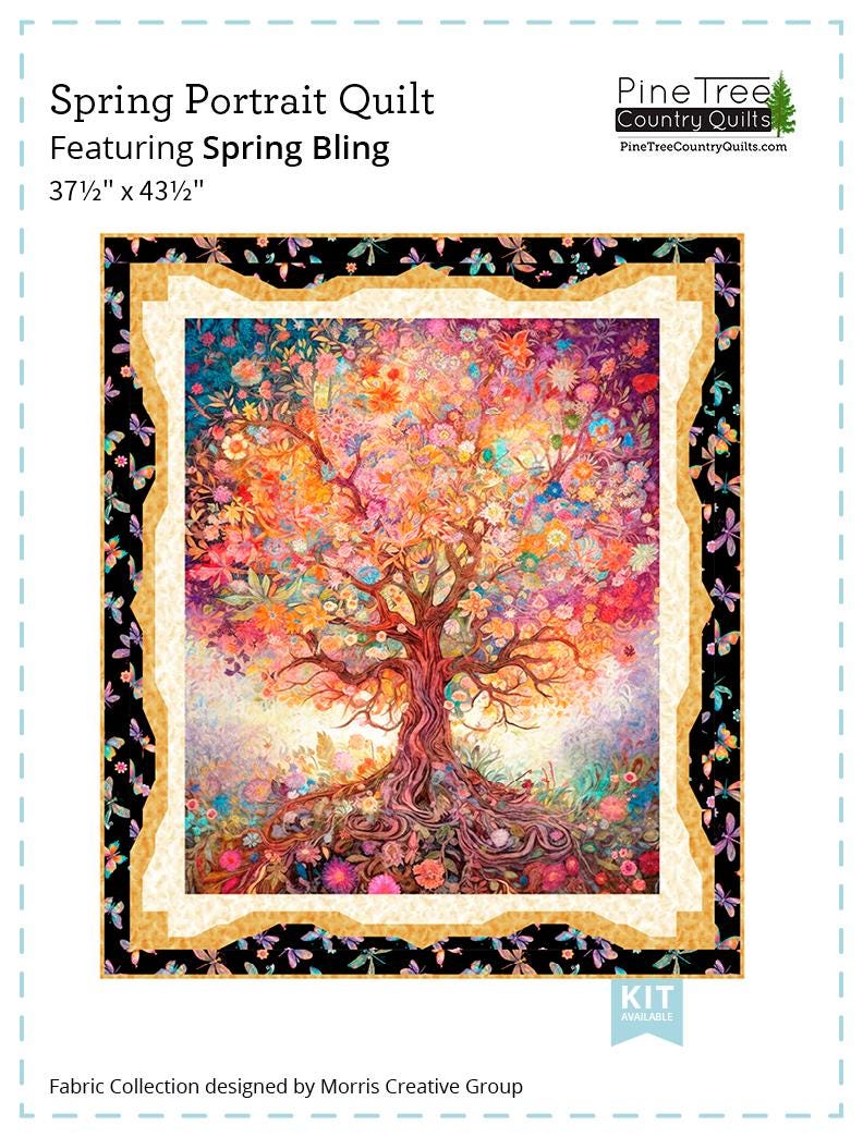 Spring Portrait Quilt PATTERN - QT Fabrics - Instructions Only - Spring Bling Floral Flowers Tree Nature - Pieced Pattern