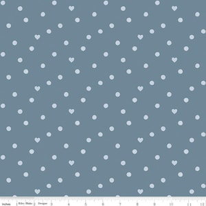 SALE Heartsong Hearts C11306 Blue - Riley Blake Designs - Heart Dots - Quilting Cotton Fabric