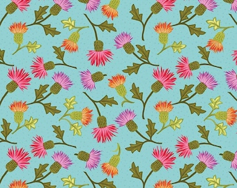 Zinnias Thistles CD16692 Aqua - Riley Blake Designs - DIGITALLY